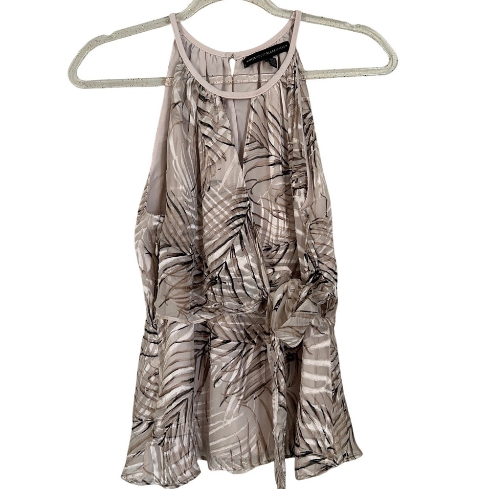 White House Black Market Halter Neck Tropical Leaf‎ Print Peplum Top Size 6